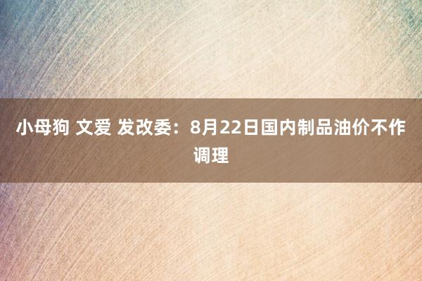 小母狗 文爱 发改委：8月22日国内制品油价不作调理