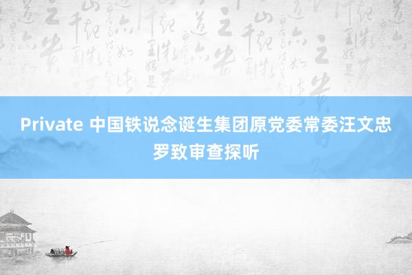 Private 中国铁说念诞生集团原党委常委汪文忠罗致审查探听