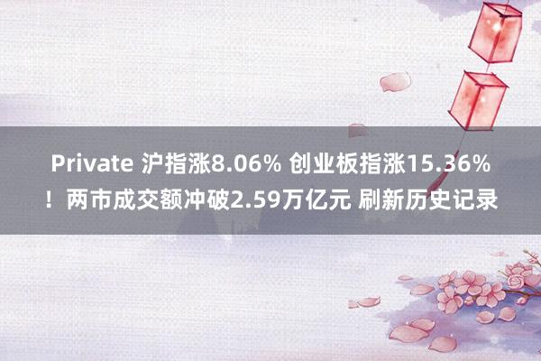 Private 沪指涨8.06% 创业板指涨15.36%！两市成交额冲破2.59万亿元 刷新历史记录