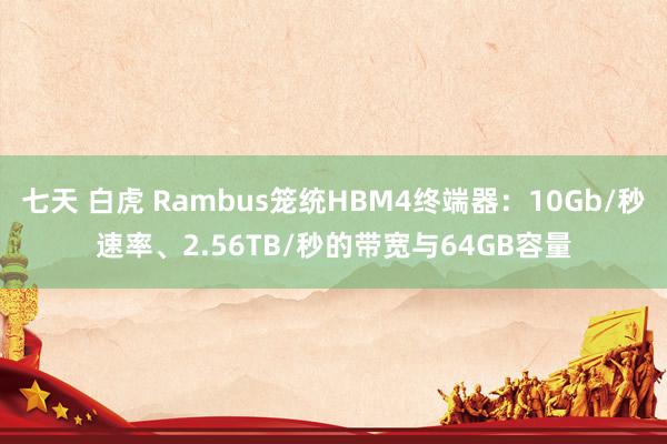 七天 白虎 Rambus笼统HBM4终端器：10Gb/秒速率、2.56TB/秒的带宽与64GB容量