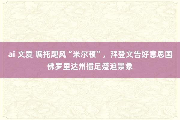 ai 文爱 嘱托飓风“米尔顿”，拜登文告好意思国佛罗里达州插足蹙迫景象