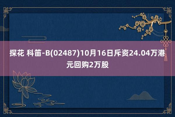 探花 科笛-B(02487)10月16日斥资24.04万港元回购2万股