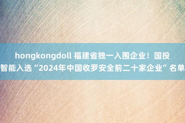 hongkongdoll 福建省独一入围企业！国投智能入选“2024年中国收罗安全前二十家企业”名单