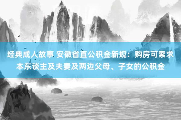 经典成人故事 安徽省直公积金新规：购房可索求本东谈主及夫妻及两边父母、子女的公积金