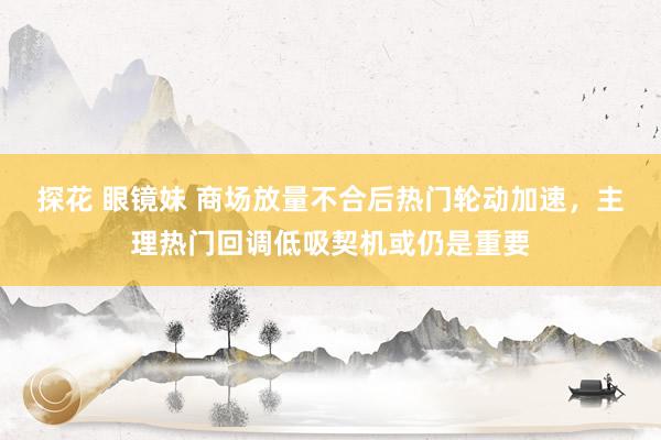 探花 眼镜妹 商场放量不合后热门轮动加速，主理热门回调低吸契机或仍是重要