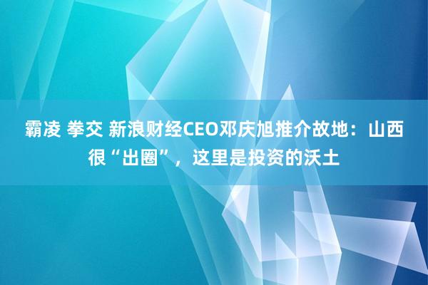 霸凌 拳交 新浪财经CEO邓庆旭推介故地：山西很“出圈”，这里是投资的沃土