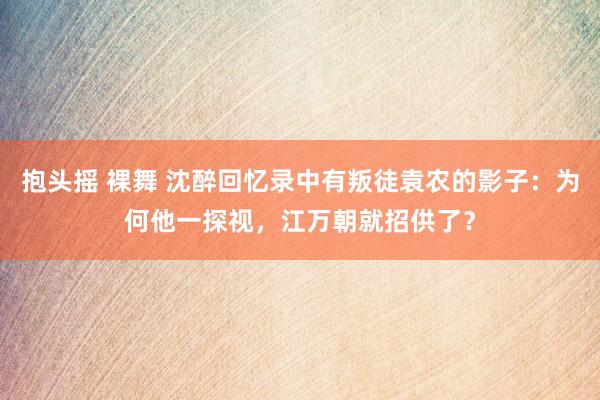 抱头摇 裸舞 沈醉回忆录中有叛徒袁农的影子：为何他一探视，江万朝就招供了？