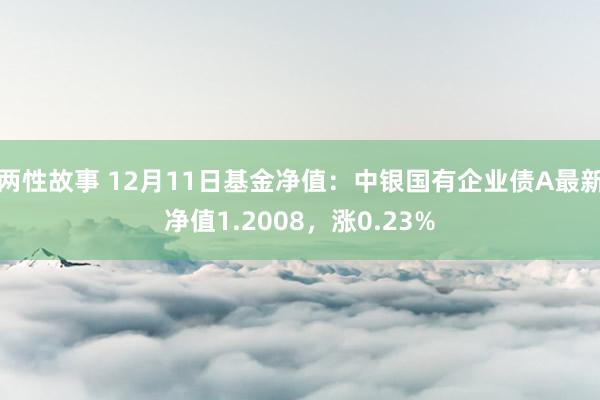 两性故事 12月11日基金净值：中银国有企业债A最新净值1.2008，涨0.23%