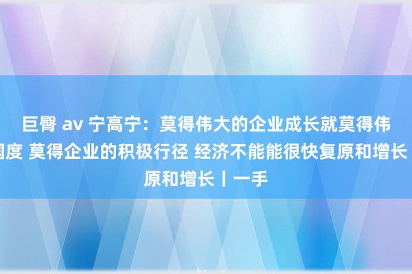 巨臀 av 宁高宁：莫得伟大的企业成长就莫得伟大的国度 莫得企业的积极行径 经济不能能很快复原和增长丨一手