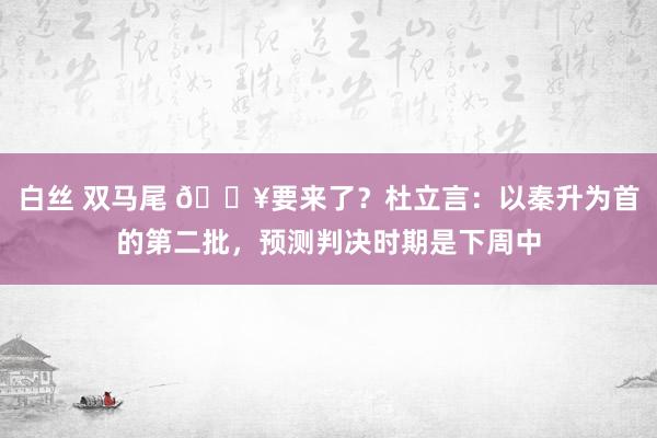 白丝 双马尾 💥要来了？杜立言：以秦升为首的第二批，预测判决时期是下周中