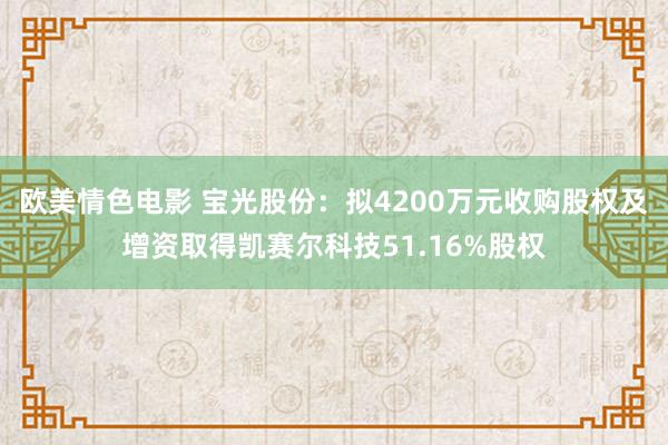 欧美情色电影 宝光股份：拟4200万元收购股权及增资取得凯赛尔科技51.16%股权