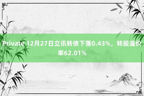 Private 12月27日立讯转债下落0.43%，转股溢价率62.01%