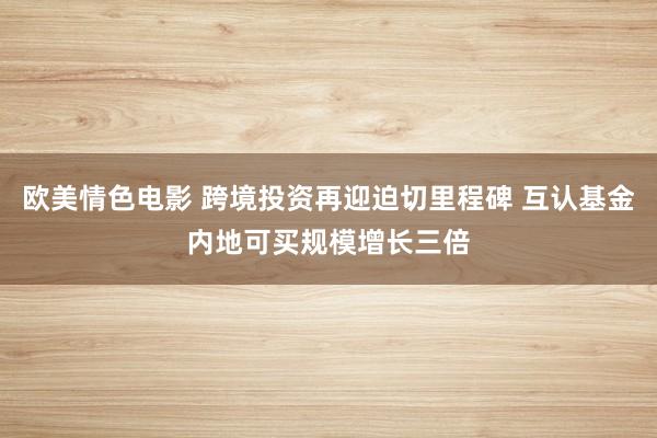 欧美情色电影 跨境投资再迎迫切里程碑 互认基金内地可买规模增长三倍