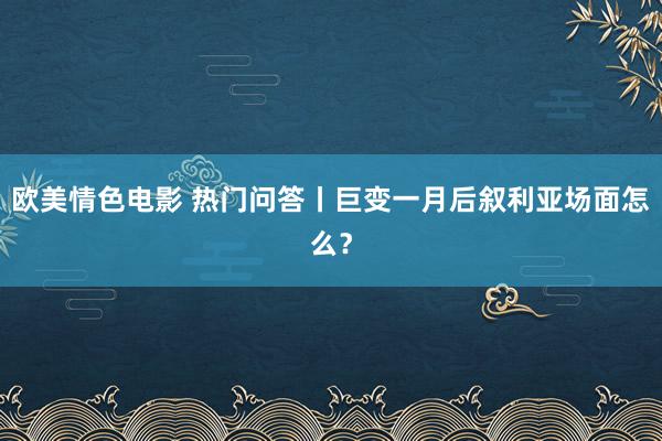 欧美情色电影 热门问答丨巨变一月后叙利亚场面怎么？