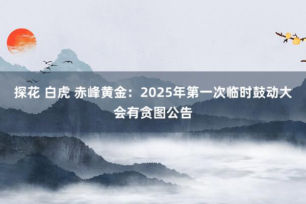 探花 白虎 赤峰黄金：2025年第一次临时鼓动大会有贪图公告