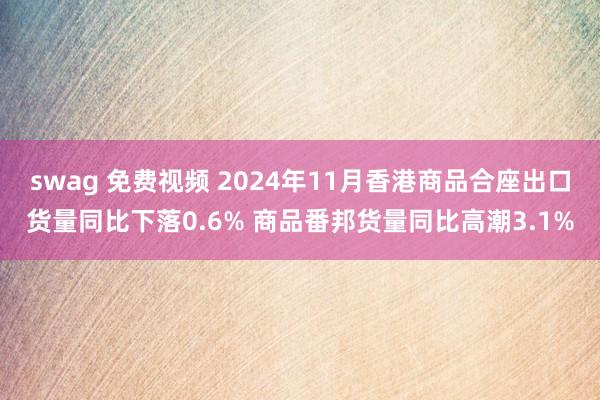 swag 免费视频 2024年11月香港商品合座出口货量同比下落0.6% 商品番邦货量同比高潮3.1%