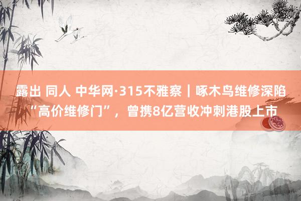 露出 同人 中华网·315不雅察｜啄木鸟维修深陷 “高价维修门”，曾携8亿营收冲刺港股上市